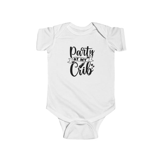 Infant Bodysuit — "Party at My Crib" Cute Baby Onesie, Newborn Shower Gift