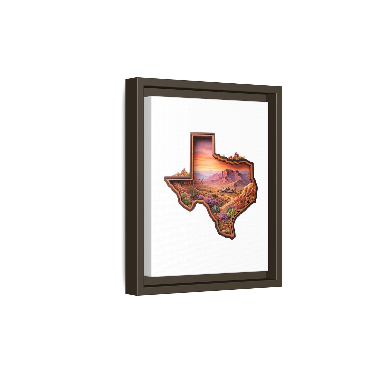 Framed Texas Landscape Matte Canvas — Desert Sunset State Art Print
