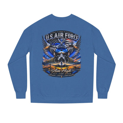U.S. Air Force Crewneck Sweatshirt — "Aim High" Fighter Jet Graphic