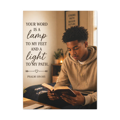 Stretched Canvas - "Your Word Is A Lamp" Psalm 119:105 Christian Wall Art