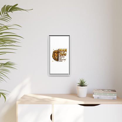 Man of God Framed Canvas Art — 'Man of God: Husband, Dad, Protector, Hero' Religious Wall Decor