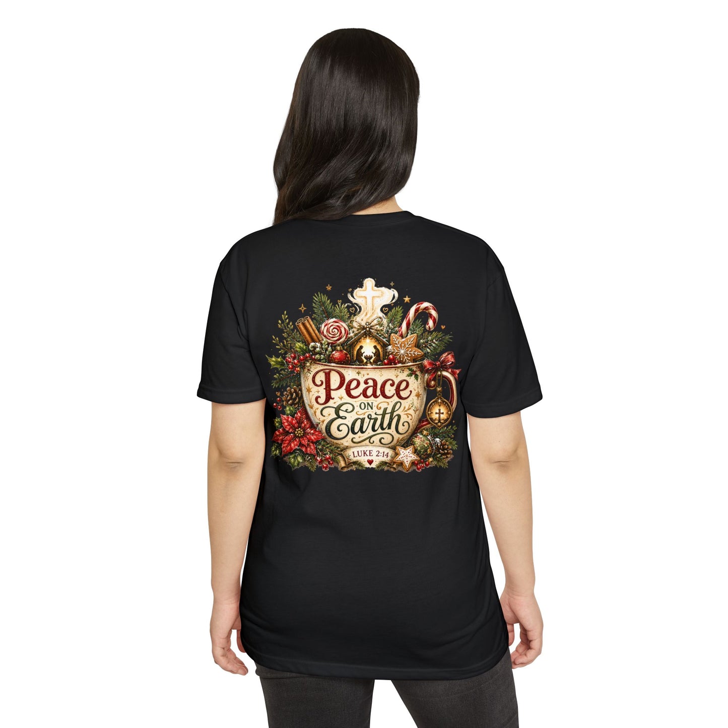 Peace on Earth Christmas T-shirt — Luke 2:14 Nativity Holiday Tee