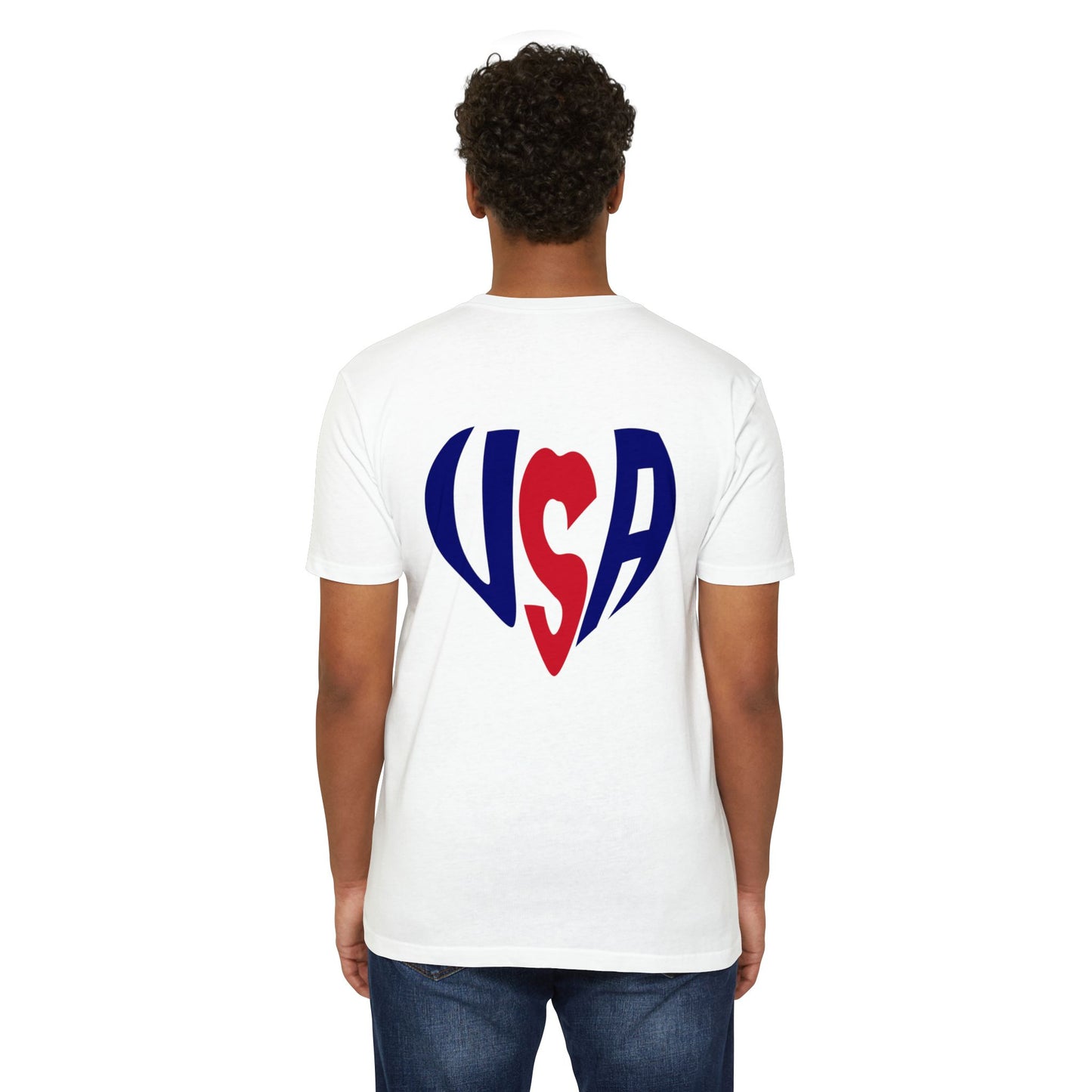 USA Heart T-Shirt — Patriotic Red & Blue Tee for 4th of July