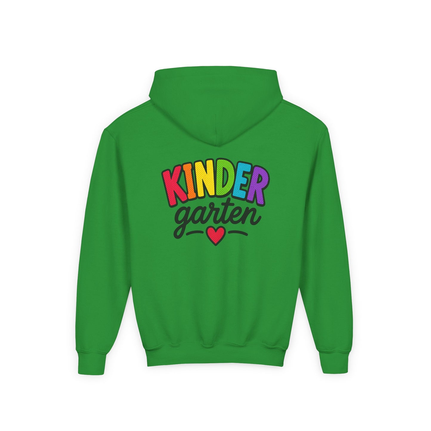 Kindergarten Kids Hoodie — Colorful Heart Graphic Back-to-School Sweatshirt