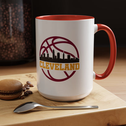Cleveland Basketball Skyline Accent Coffee Mug (11/15 oz)