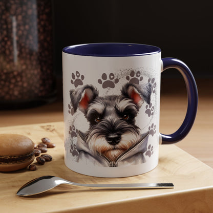 Schnauzer Paw Print Accent Coffee Mug (11/15oz)