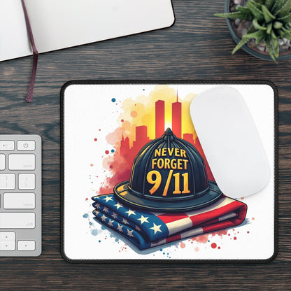 Never Forget 9/11 Gaming Mouse Pad — Patriotic Firefighter Tribute