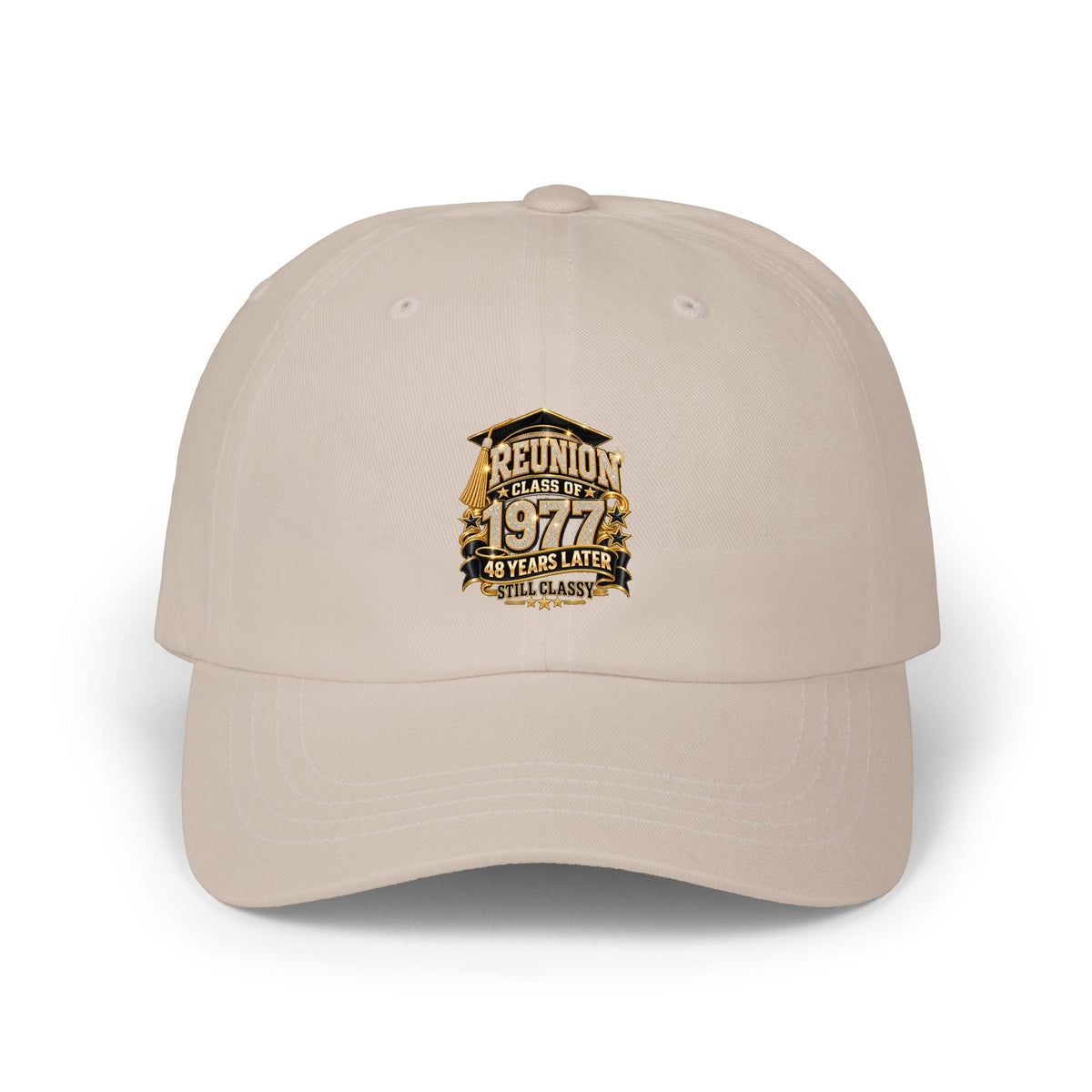 1977 Class Reunion Dad Cap – Vintage Gold Shield Embroidered Hat