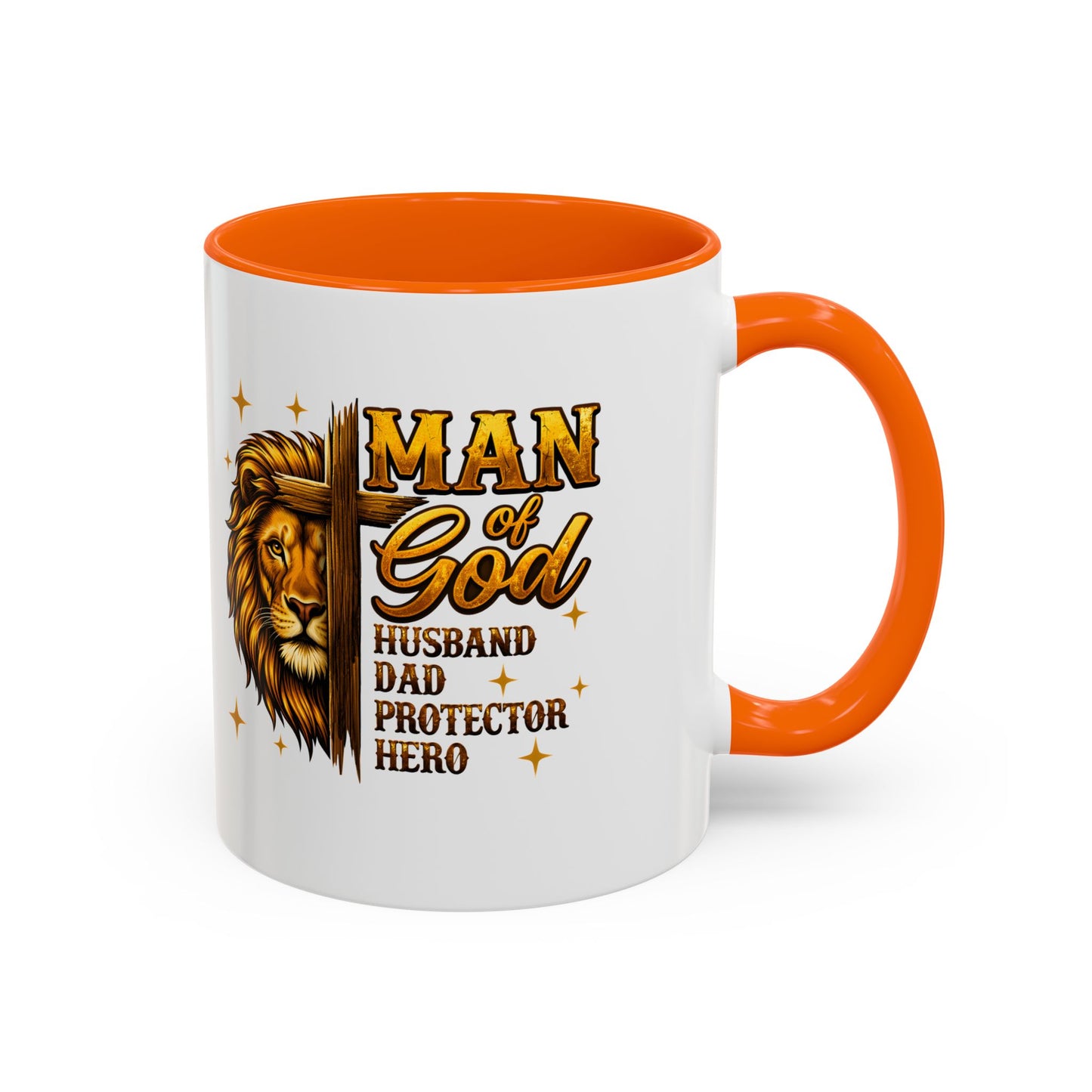 Man of God Lion Coffee Mug — 'Man of God' Religious Gift for Husband, Dad, Protector