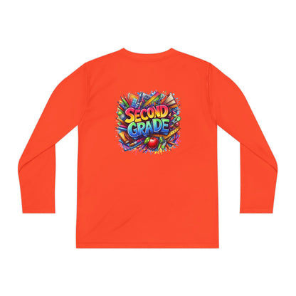 Second Grade Youth Long Sleeve Tee — Colorful School Supplies Back-to-School Shirt
