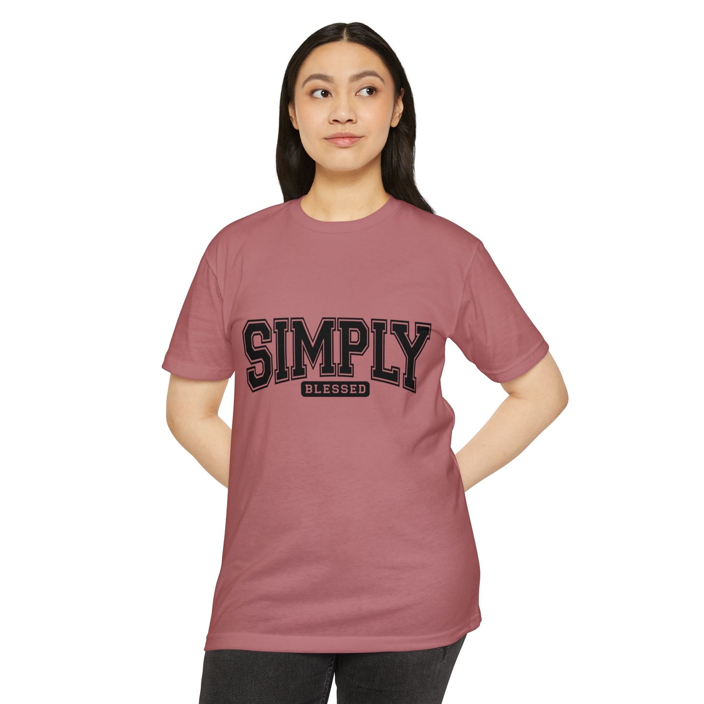 Simply Blessed T-Shirt — Vintage Collegiate Script Faith Tee