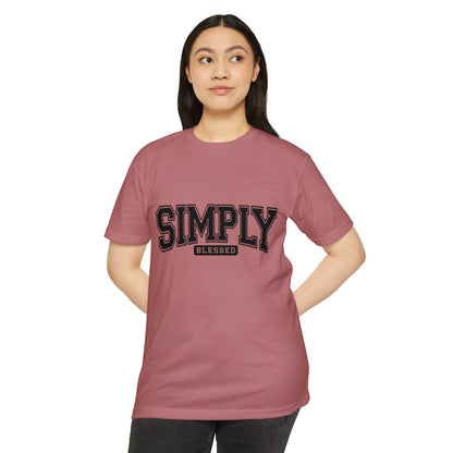 Simply Blessed T-Shirt — Vintage Collegiate Script Faith Tee