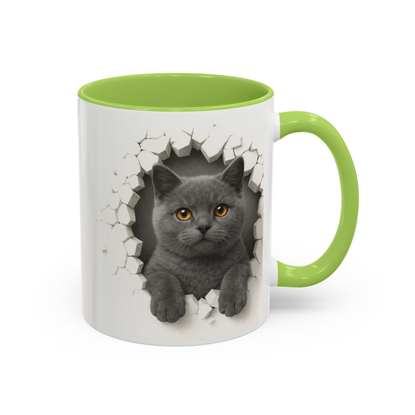 Peekaboo Grey Cat Accent Coffee Mug – Cute 11/15oz Cat Lover Gift