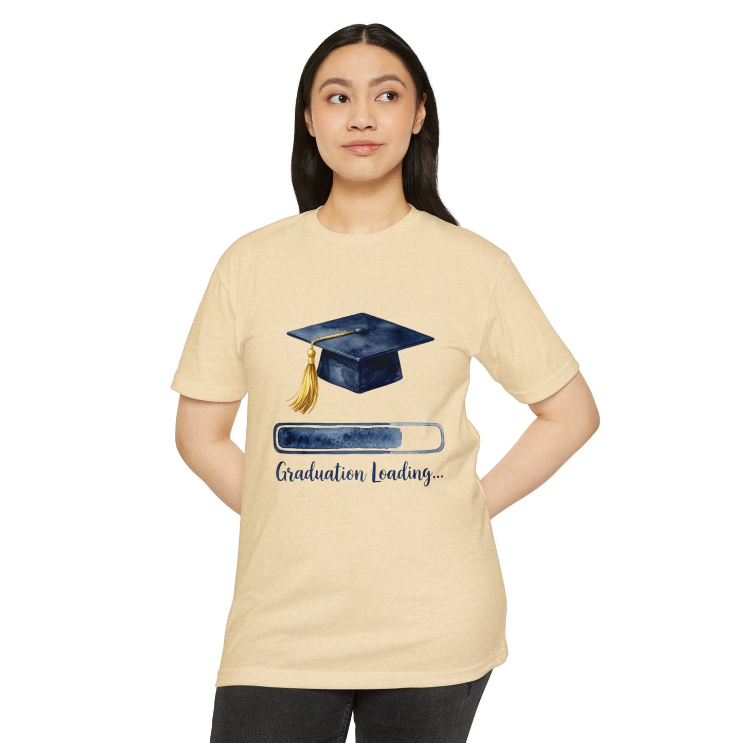 Graduation Loading T-Shirt — Cap & Progress Bar Grad Tee
