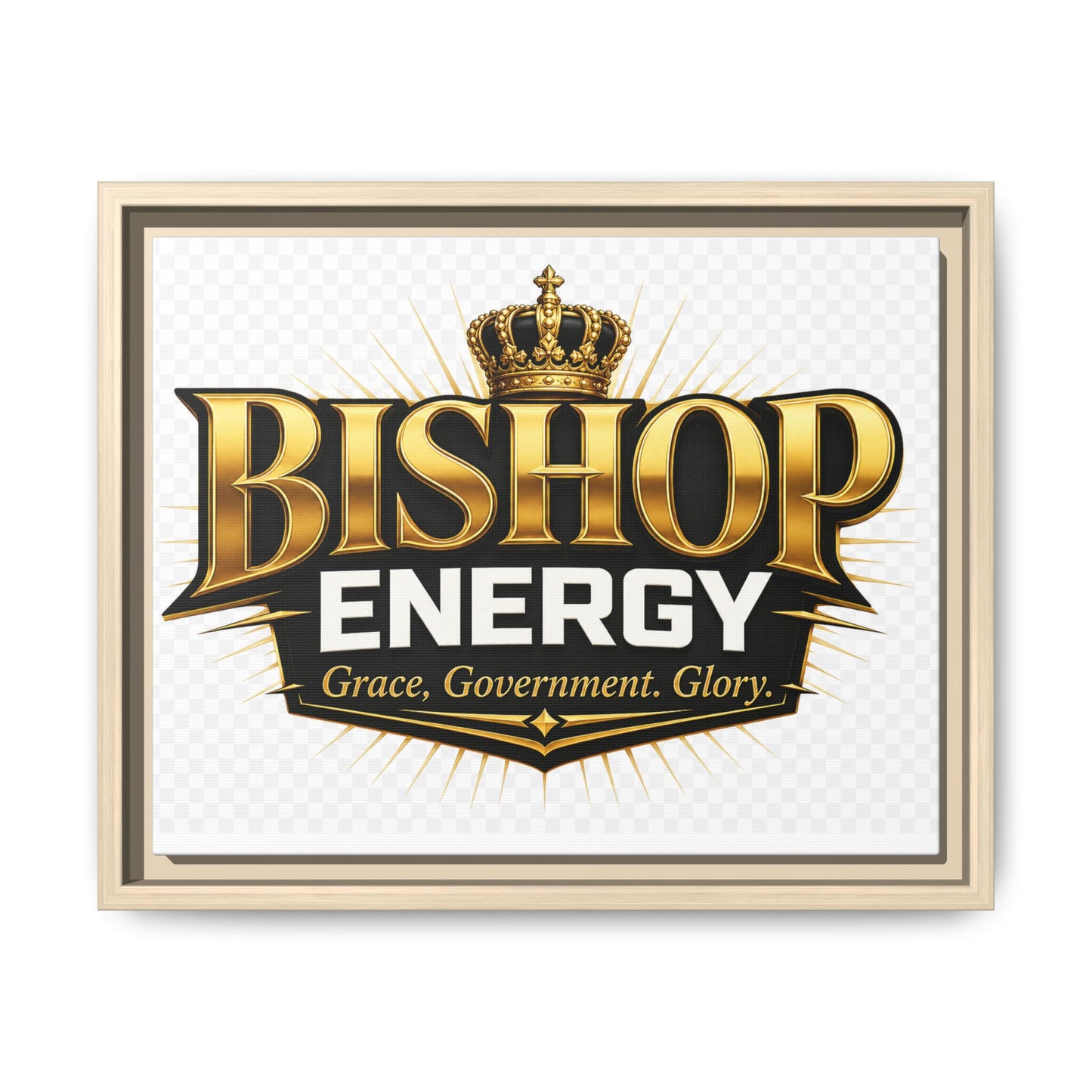 Framed Canvas Art - "Bishop Energy" Gold Crown Logo (Matte)