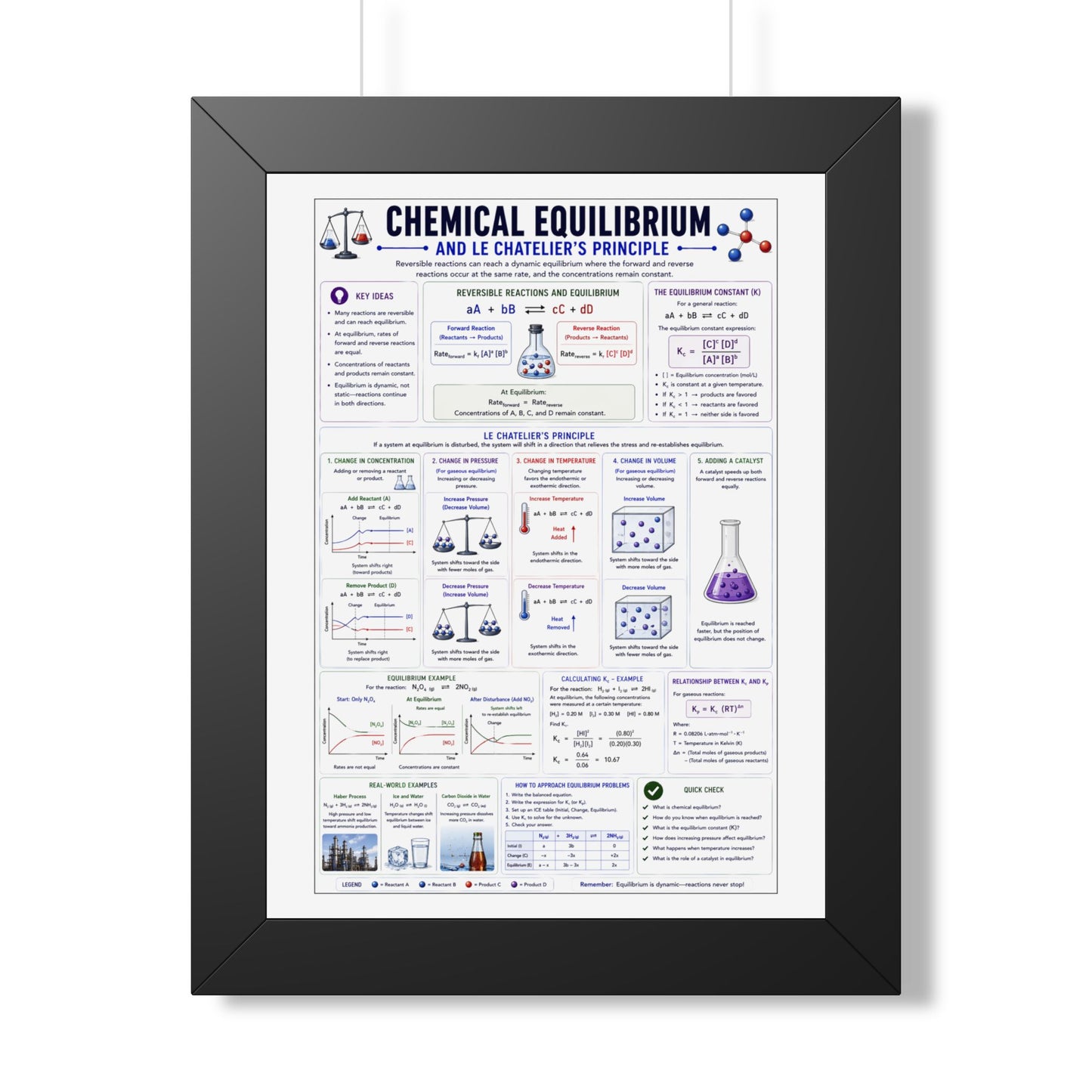 Chemical Equilibrium Poster — Framed Educational Chemistry Print