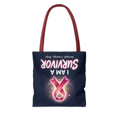 Survivor Ribbon Tote Bag — "I Am A Survivor" Breast Cancer Awareness Tote