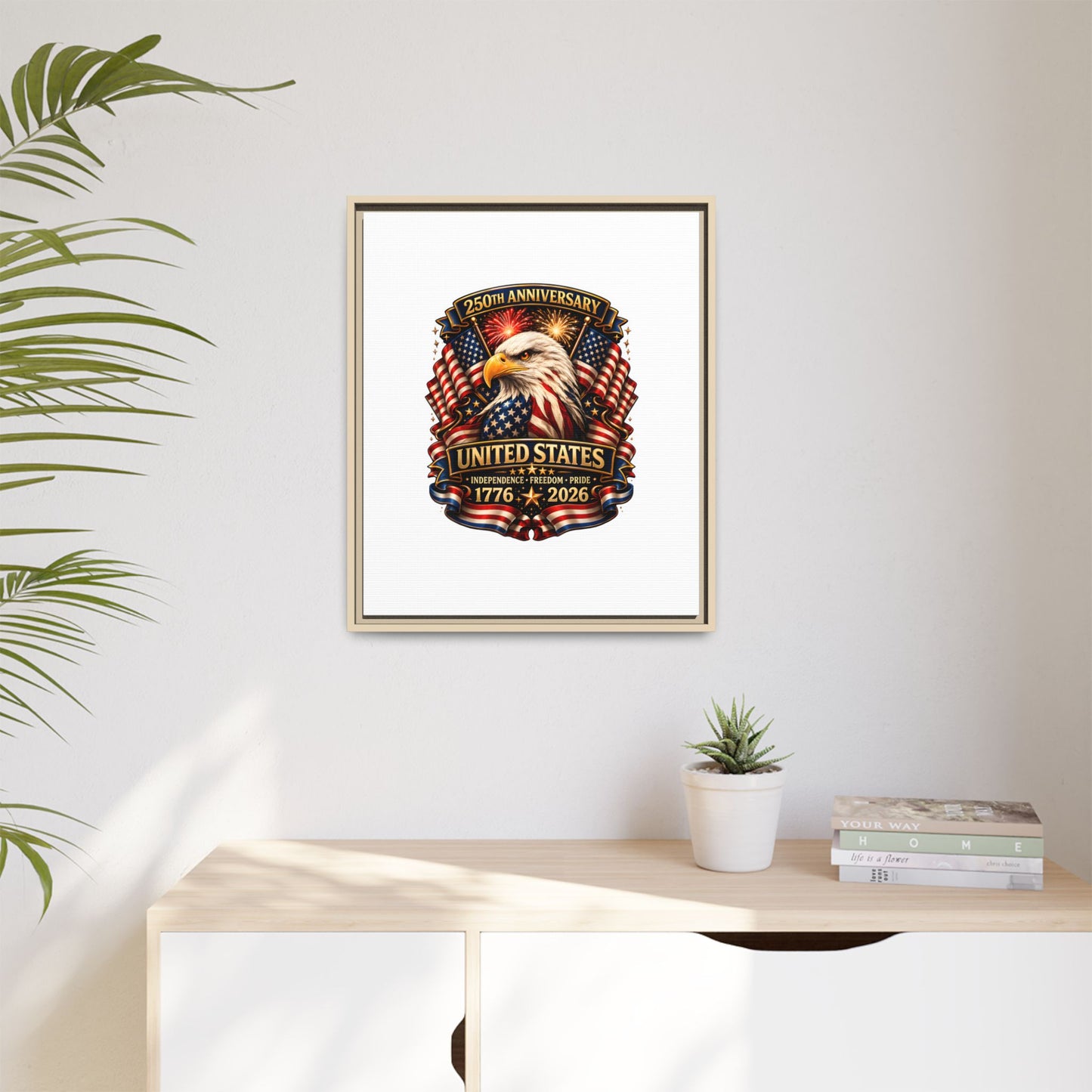 Patriotic Eagle 250th Anniversary Framed Canvas Print — United States 1776–2026