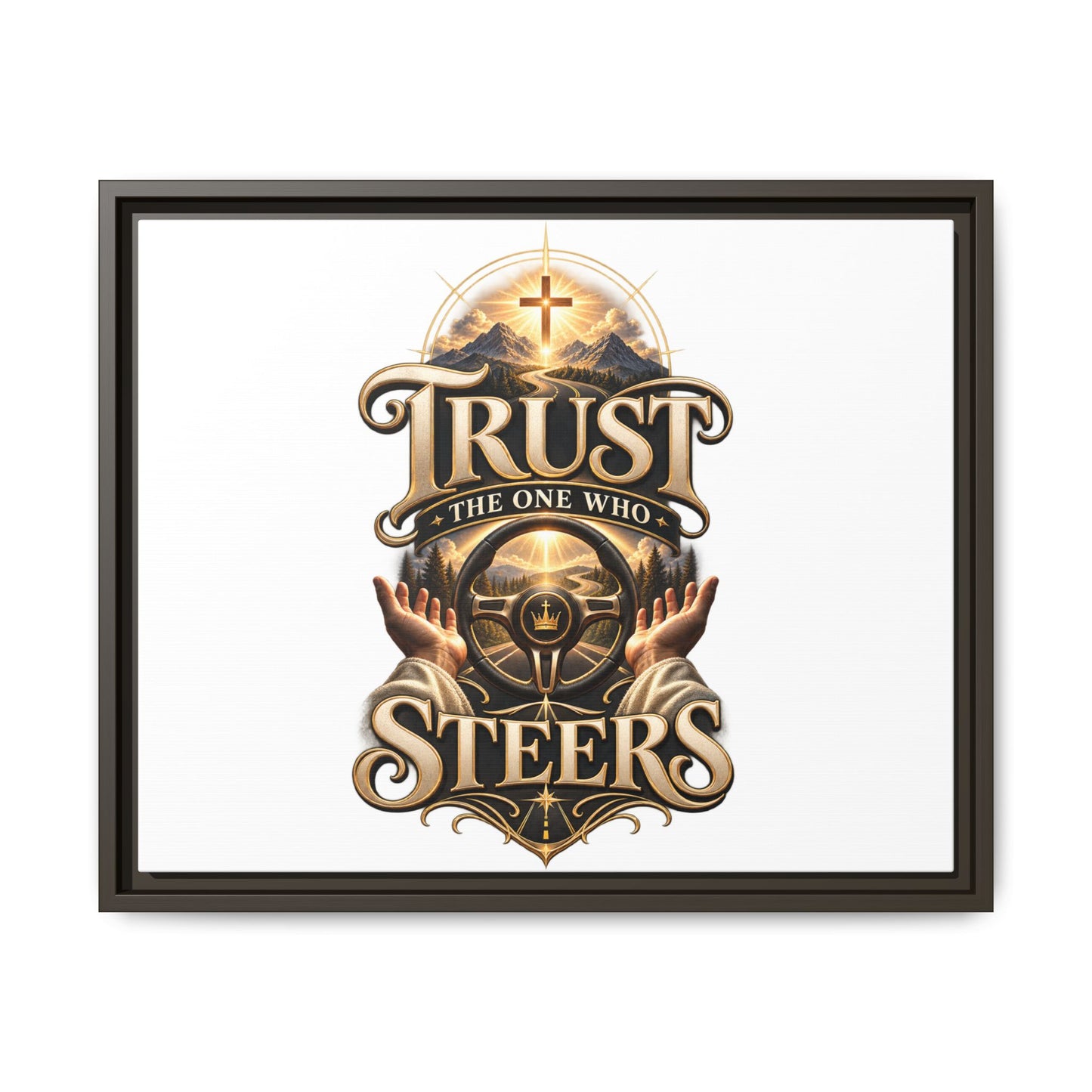 Trust He Guides Framed Canvas — Christian Inspirational Wall Art