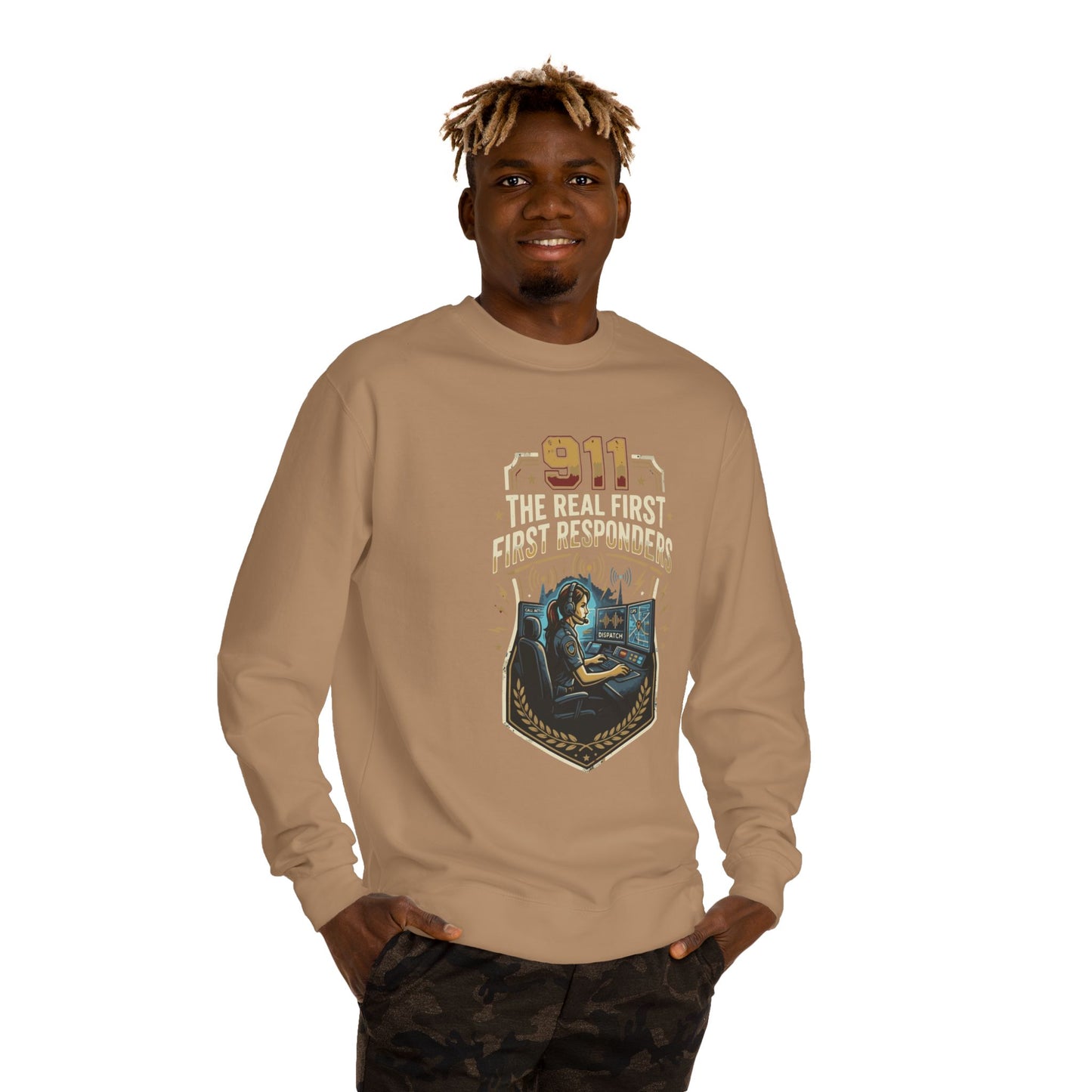 911 Dispatcher Crewneck Sweatshirt — “The Real First Responders” Tribute