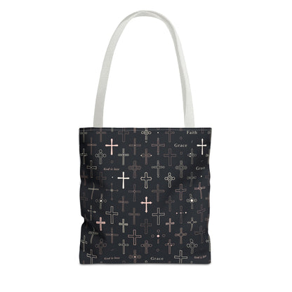 Cross Pattern Tote Bag — Faith & Grace Religious All-Over Print Tote