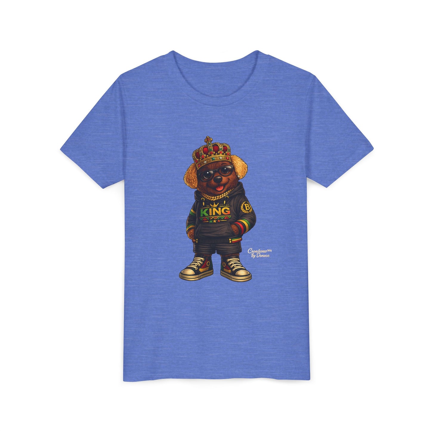 Youth Tee — 'Lil King' Crowned Bear Graphic Shirt