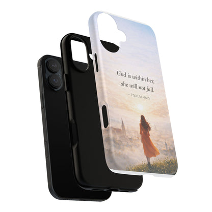 Inspirational Psalm 46:5 Phone Case — 'God is within her, she will not fall' Christian Phone Cover