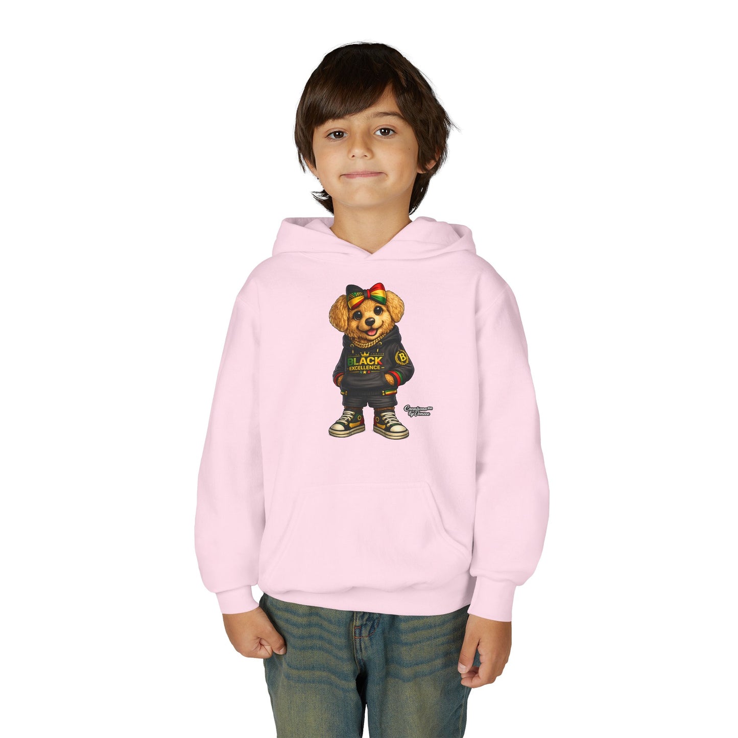 Youth Hoodie — Black Excellence Bear Graphic Sweatshirt (Kids)