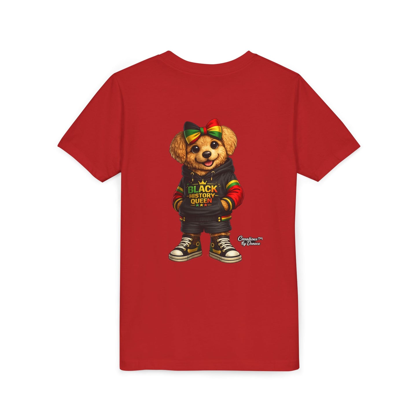 Youth Tee — Black History Queen Bear Graphic T-Shirt