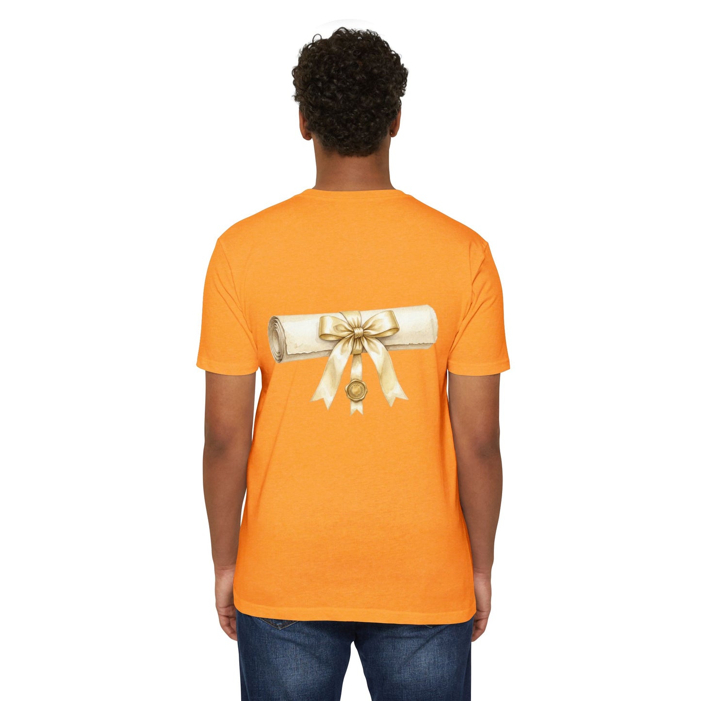Graduation Scroll T-Shirt — Gold Ribbon Diploma Tee