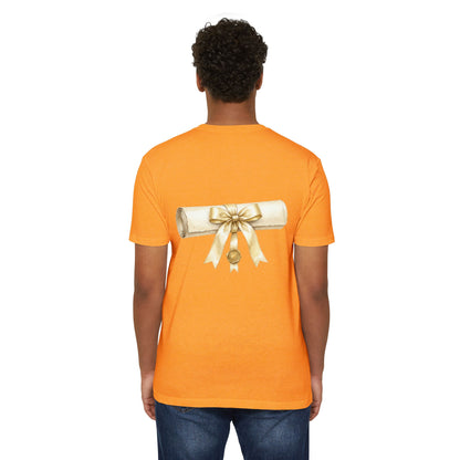 Graduation Scroll T-Shirt — Gold Ribbon Diploma Tee