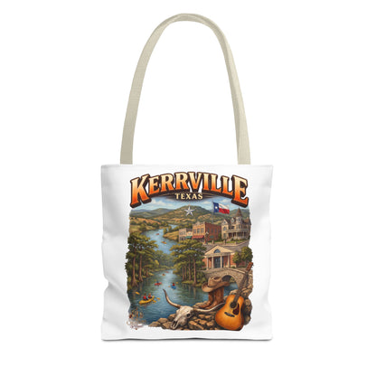 Kerrville Texas Scenic Tote Bag — River, Guitar & Hill Country Souvenir
