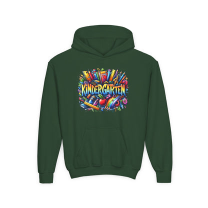 Kindergarten Kids Hoodie — Colorful School Supplies Back-to-School Sweatshirt