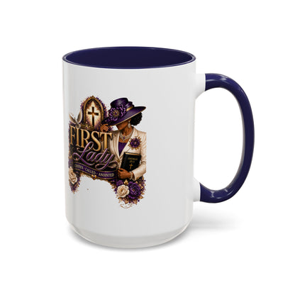 First Lady Church Coffee Mug — Elegant Purple Hat Gospel Tea Cup (11/15oz)