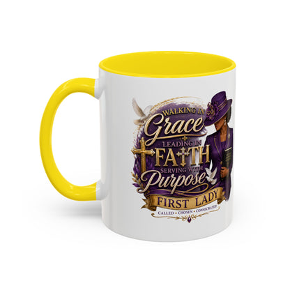 Faith & Purpose Accent Coffee Mug — First Lady Church Design (11/15oz)