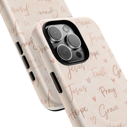 Christian Words Tough Magnetic Phone Case — Hope Pray Grace Jesus Faith