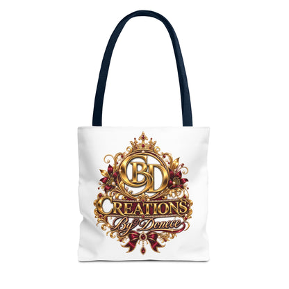 Tote Bag — Creations By Denee Ornate Gold Logo Tote (Designer Logo, Elegant Floral Crest)