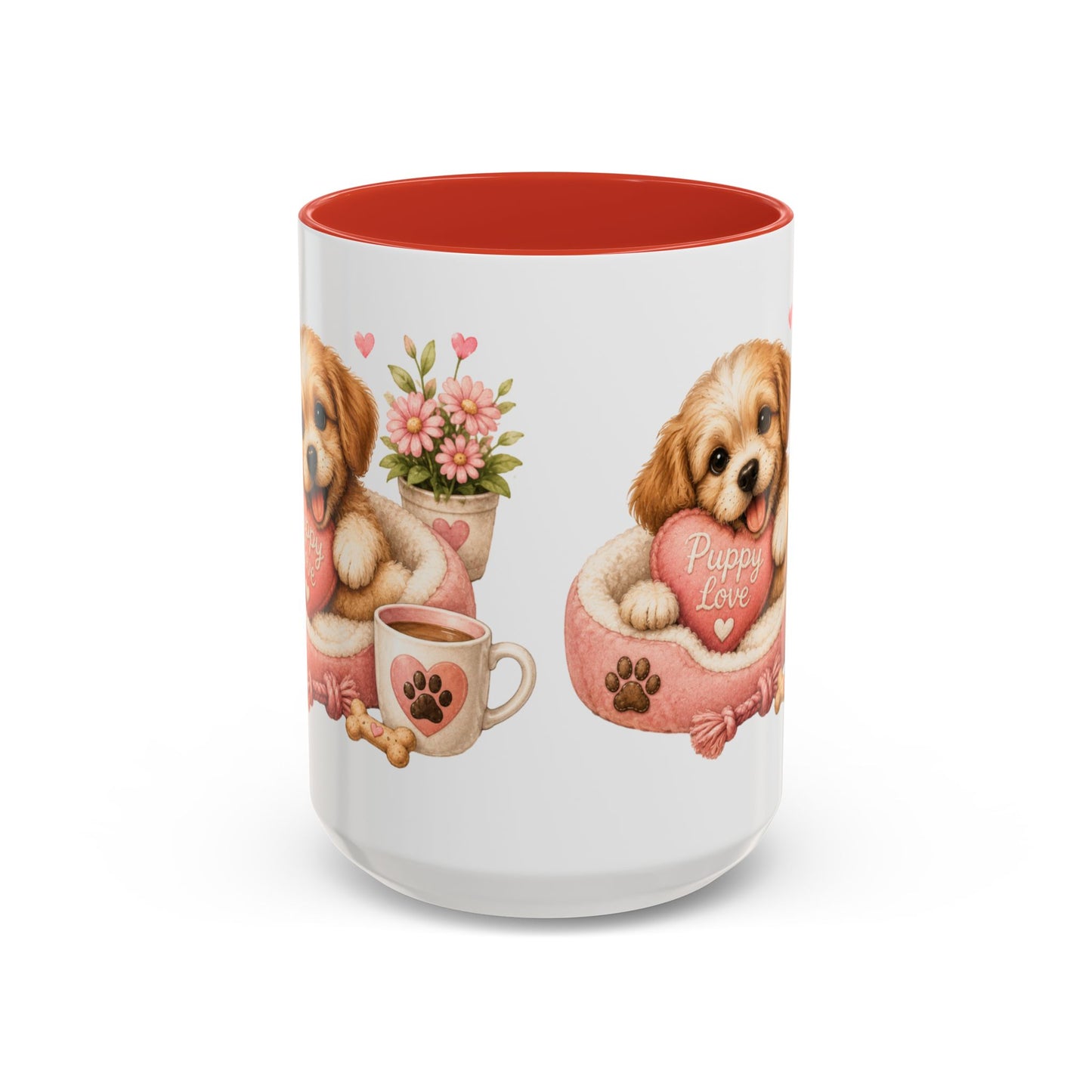 Puppy Love Coffee Mug — Cute Dog Heart Accent Mug (11/15oz)