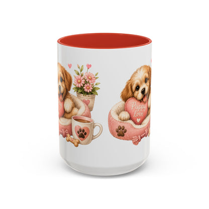 Puppy Love Coffee Mug — Cute Dog Heart Accent Mug (11/15oz)