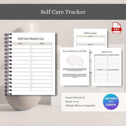 Self Care Tracker Printable | Daily Wellness, Mood & Habit Tracker Planner