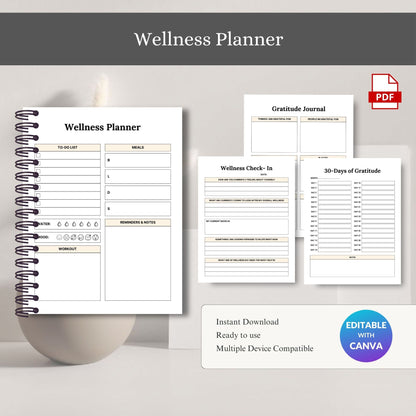 Wellness Planner Printable | Daily Health, Self-Care & Balanced Lifestyle Tracker