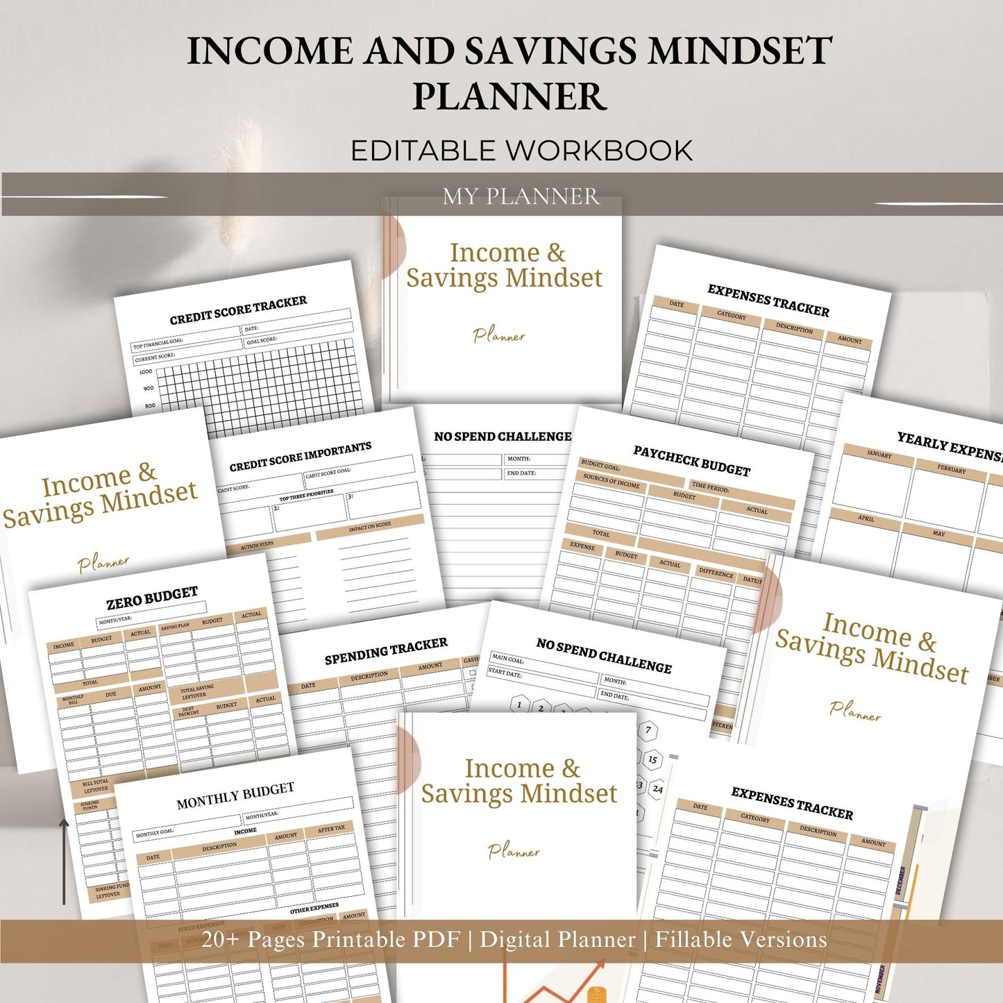 Income & Savings Mindset Planner Printable | Money Growth, Budget & Wealth Building Workbook