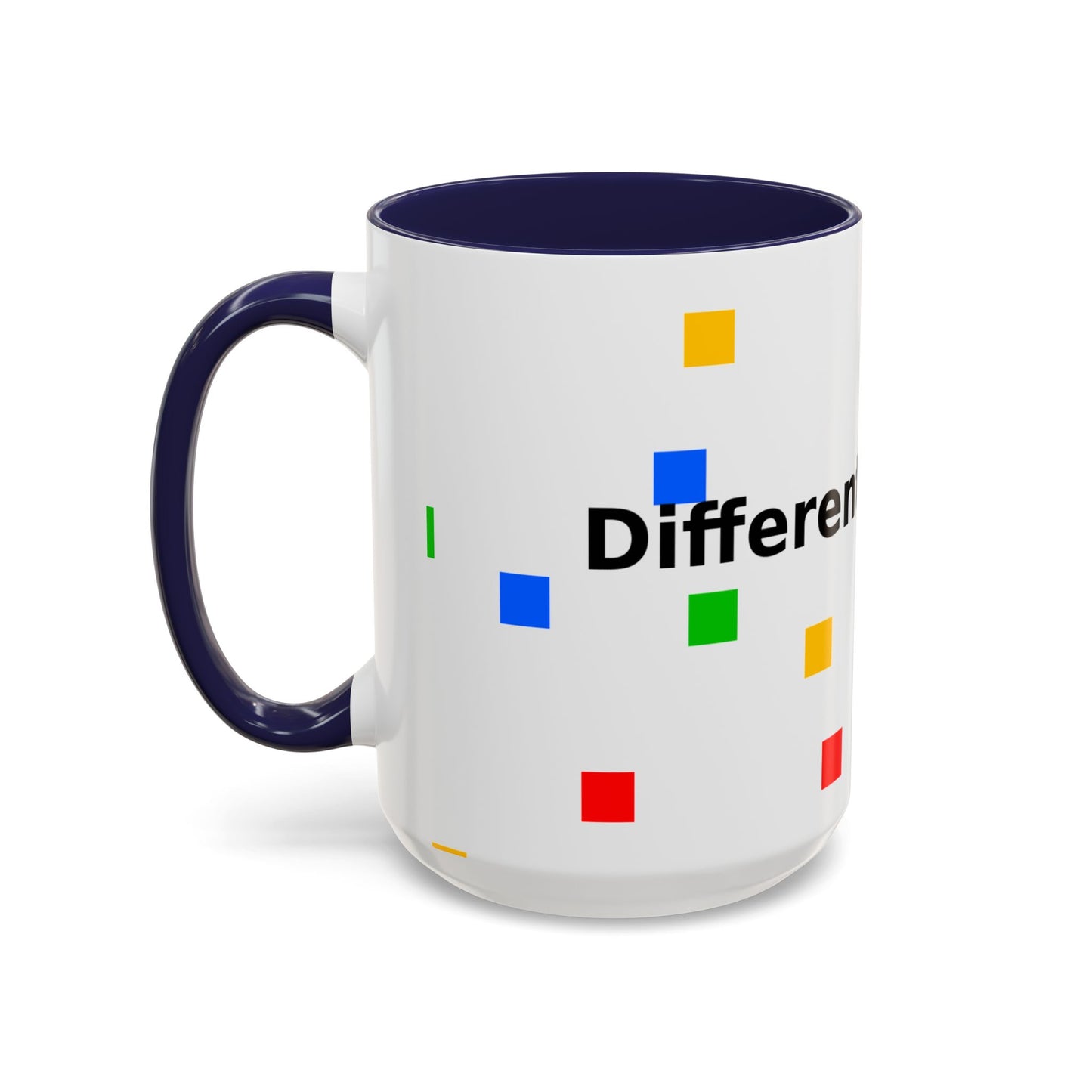 Accent Coffee Mug — 'Different Not Less' Pride-Inclusive Color Block Design (11/15oz)