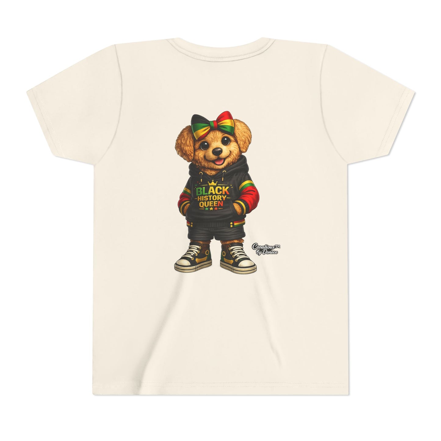 Youth Tee — Black History Queen Bear Graphic T-Shirt