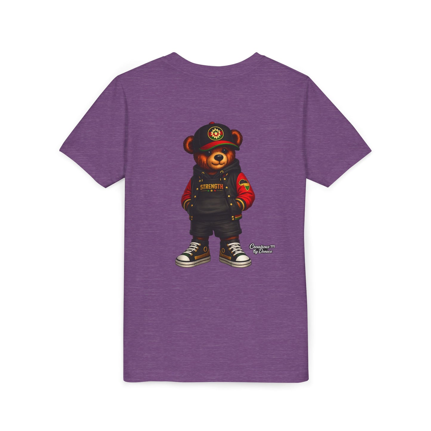 Kids Teddy Bear Streetwear Tee — 'Strength' Graphic Youth T-Shirt