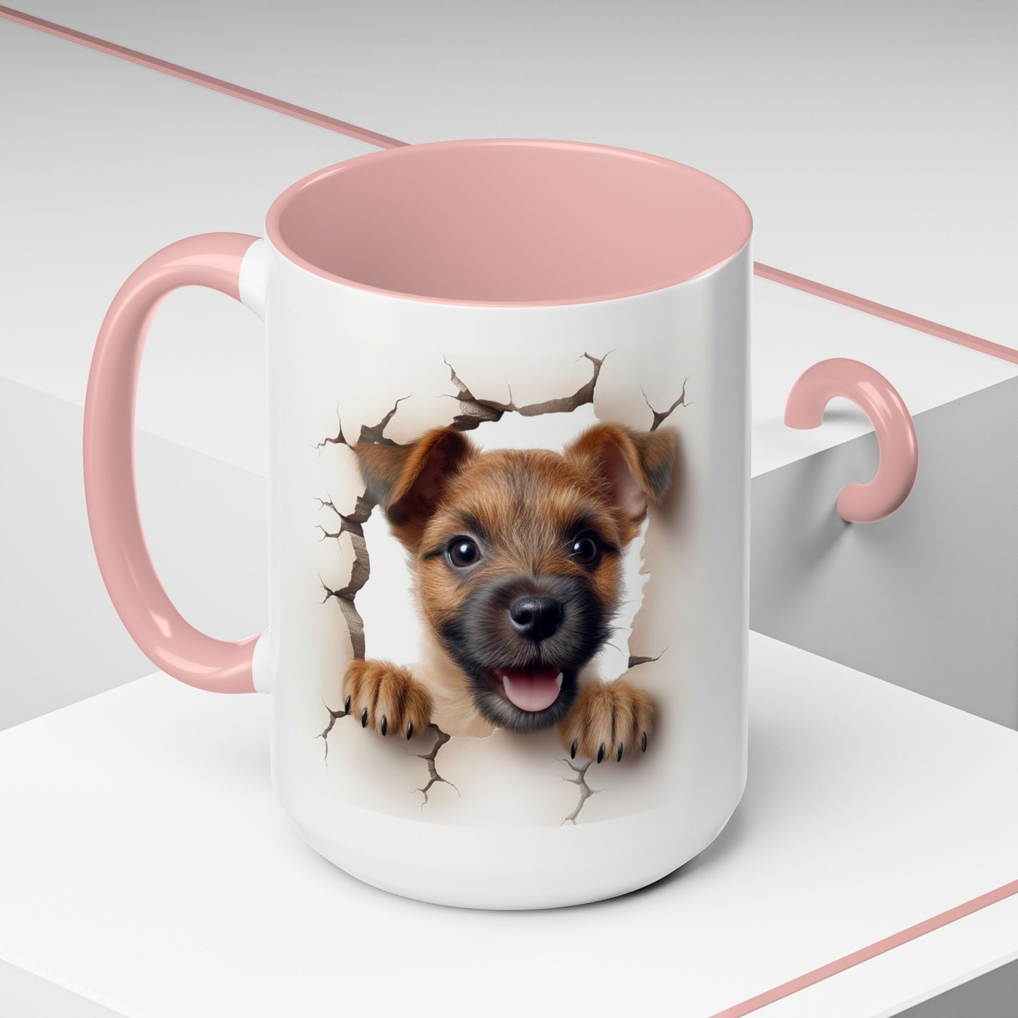 Puppy Peeking Accent Coffee Mug – Cute Dog Lover 11/15oz