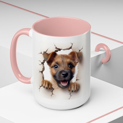 Puppy Peeking Accent Coffee Mug – Cute Dog Lover 11/15oz