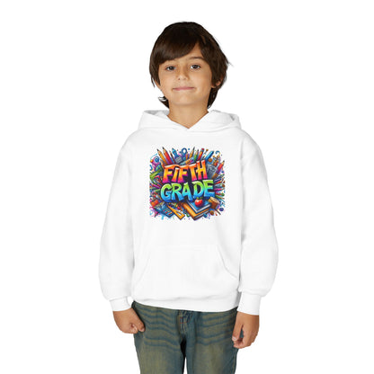 Fifth Grade Kids Hoodie - Colorful School Supplies Back-to-School Sweatshirt