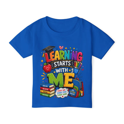 Toddler T-Shirt — "Learning Starts With Me" Colorful Back-to-School Tee