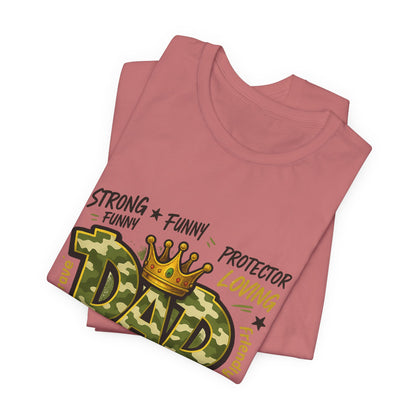Dad Camo Crown T-Shirt — 'DAD' Graphic with 'Man of God, Hardworking' Father's Day Tee